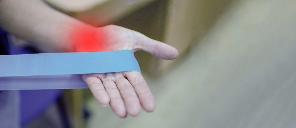elastic band, hand, symptom