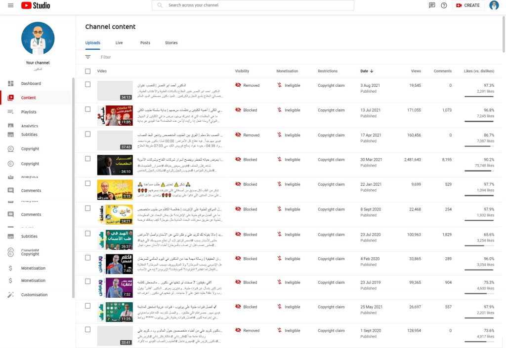 بيان من الدكتور محمد منصور بخصوص حذف فيديوهات قناة الدكتور